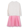 Girls Cream & Pink Dress With "Feelin Good" Print