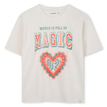 Girls Cream Short Sleeve T-Shirt with Magic Print