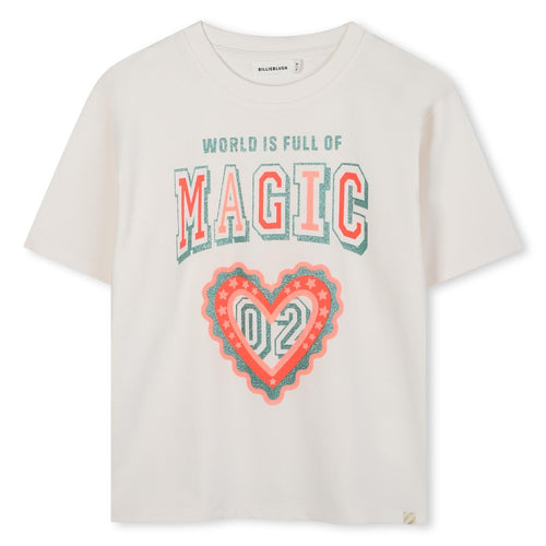 Girls Cream Short Sleeve T-Shirt with Magic Print