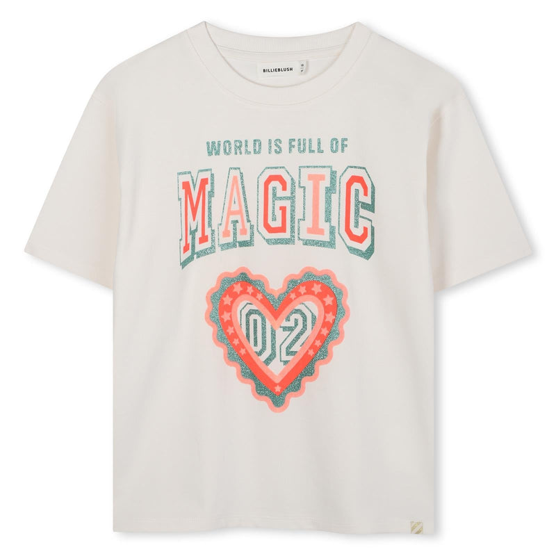 Girls Cream Short Sleeve T-Shirt with Magic Print