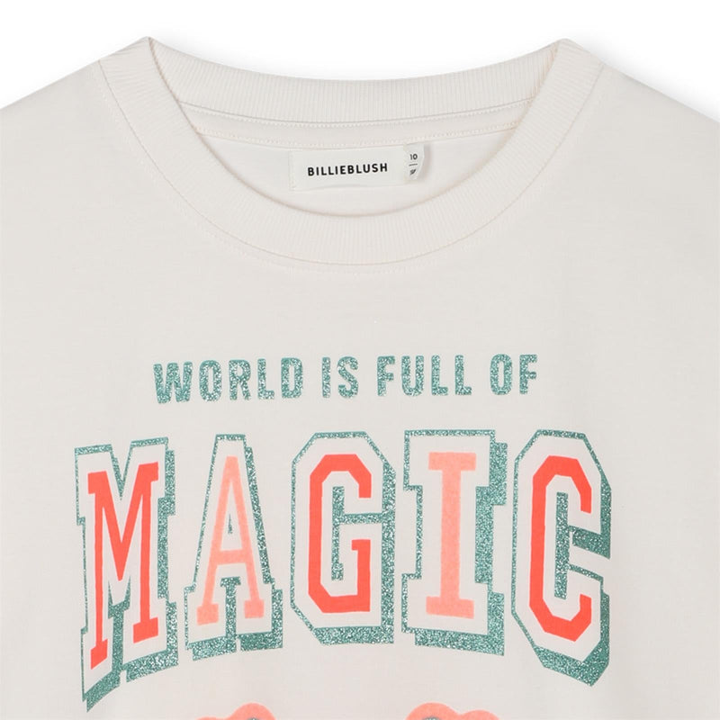Girls Cream Short Sleeve T-Shirt with Magic Print
