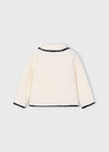 Girls Cream Textured Jacket with Contrast Trim