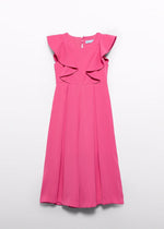 Girls Crêpe Ruffle Jumpsuit - Fuchsia