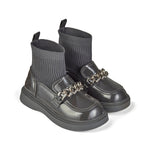 Girls Dark Grey Sock - Style Patent Boots