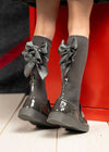 Girls Dark Grey Sock - Style Patent Boots