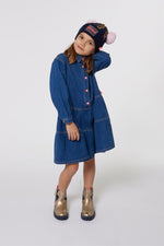 Girls Denim Dress with Sequin Detail