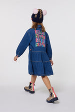 Girls Denim Dress with Sequin Detail