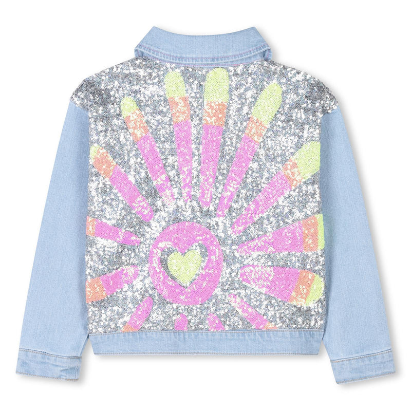 Girls Denim Jacket with Sequin Back Design