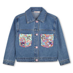 Girls Denim Jacket With Sequin Pockets