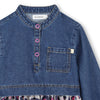 Girls Denim & Mesh Dress With Leopard Heart Print