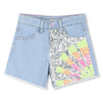 Girls Denim Shorts With Sequin Detail