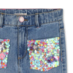 Girls Denim Trousers with Sequin Pockets