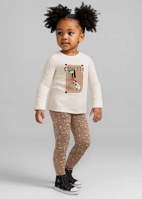 Girls Dog Print Legging Set with Long Sleeve Top