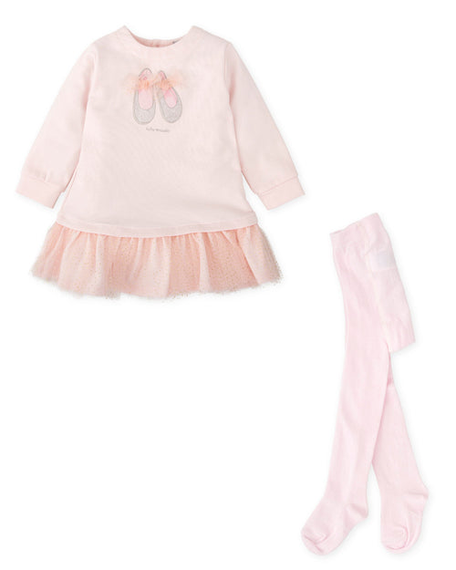 Girls Dress & Tights Set Pink