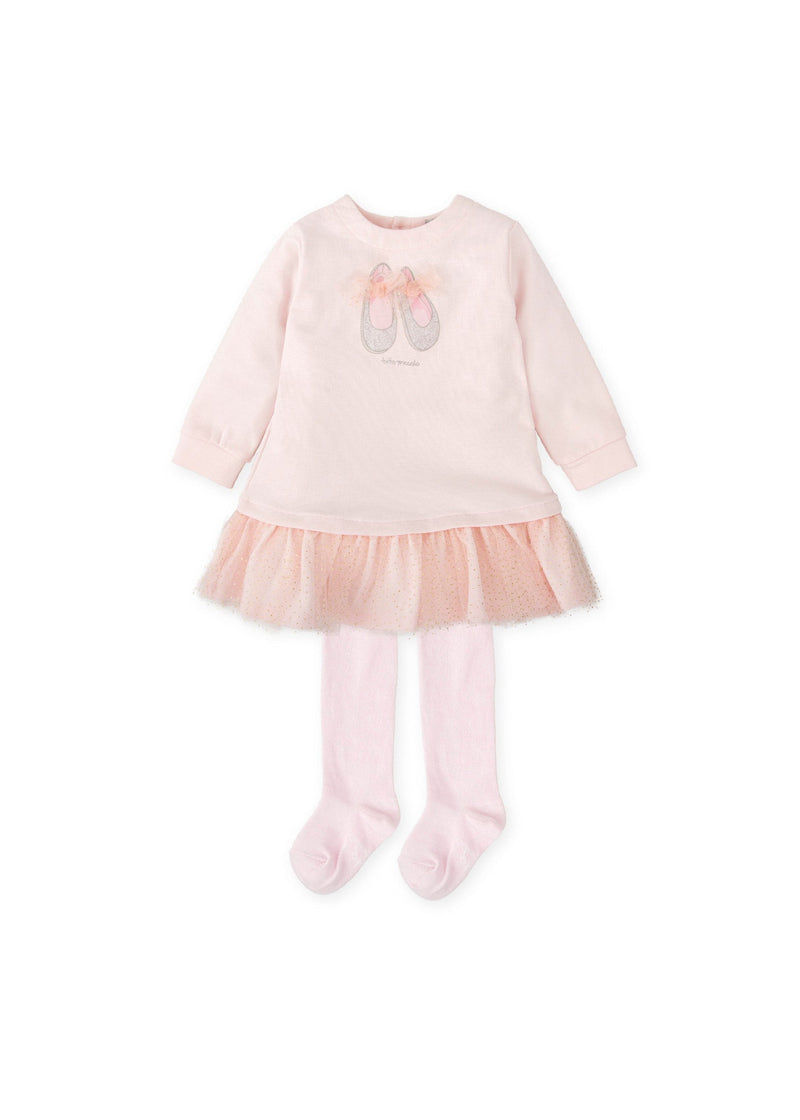 Girls Dress & Tights Set Pink