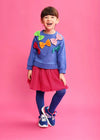 Girls Electric Blue Bow Jumper & Skirt Set