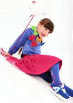 Girls Electric Blue Bow Jumper & Skirt Set