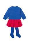 Girls Electric Blue Bow Jumper & Skirt Set