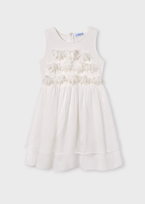 Girls' Elegant Ivory Dress with 3D Floral Embellishments (Mayoral)