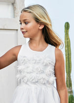 Girls' Elegant Ivory Dress with 3D Floral Embellishments (Mayoral)