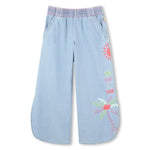 Girls Embroidered Light Denim Trousers