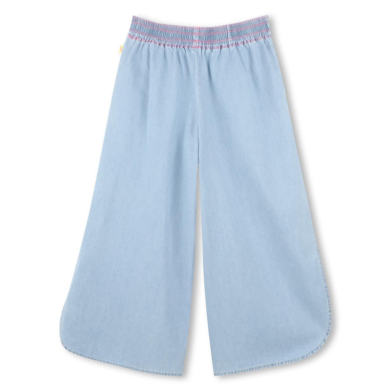 Girls Embroidered Light Denim Trousers