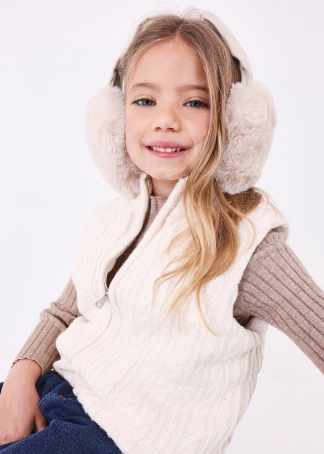 Girls Faux Fur Beige Ear Muffs (mayoral)