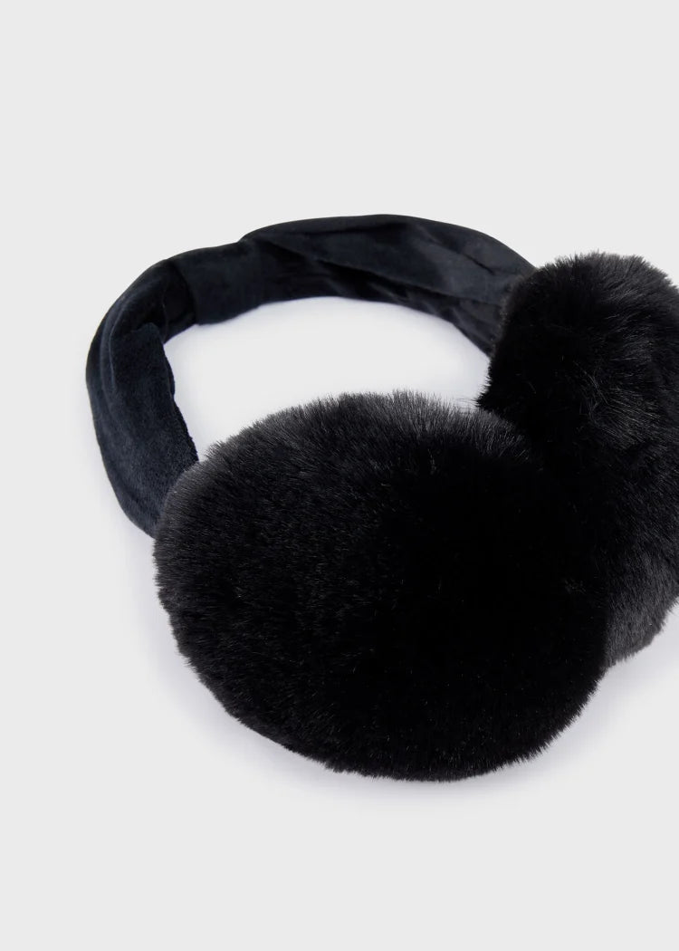 Girls Faux Fur Black Ear Muffs (mayoral)