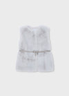 Girls Faux Fur Vest with Belt
