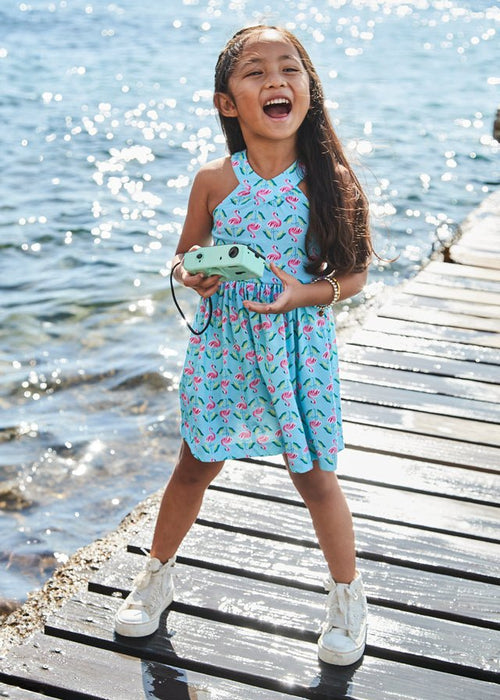 Girls Flamingo Print Summer Dress