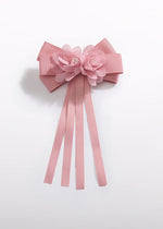 Girls Floral & Bow Barette in Rose