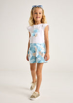 Girls Floral Cotton Skort