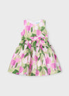 Girls Floral Linen Blend Summer Dress