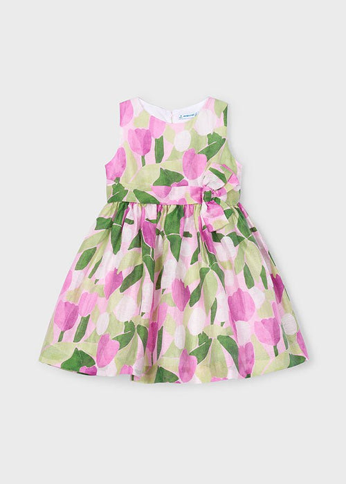 Girls Floral Linen Blend Summer Dress