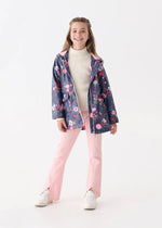 Girls Floral Peplum Waterproof Rain Jacket