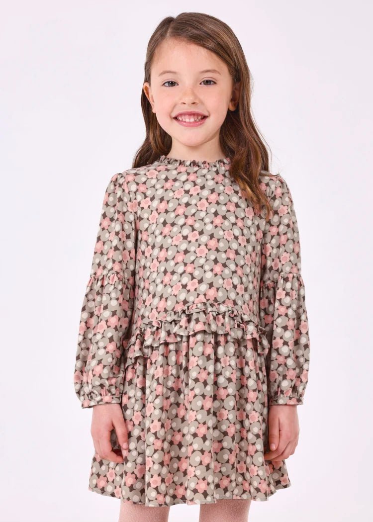 Girls' Flounce Printed Dress with Ruffles - 100% Viscose (mayoral)