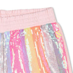 Girls French Terry Shorts with Striped Sequin Front