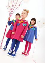 Girls Fuchsia Bow Jersey Dress & Tights Set