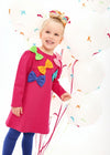 Girls Fuchsia Bow Jersey Dress & Tights Set