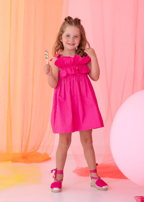 Girls Fuchsia Cotton Dress