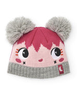 Girls' Fun Face Pom - Pom Knit Hat (Tuc Tuc)