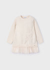 Girls' Ginger Knit Dress with Tulle Detail