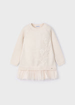 Girls' Ginger Knit Dress with Tulle Detail