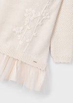 Girls' Ginger Knit Dress with Tulle Detail