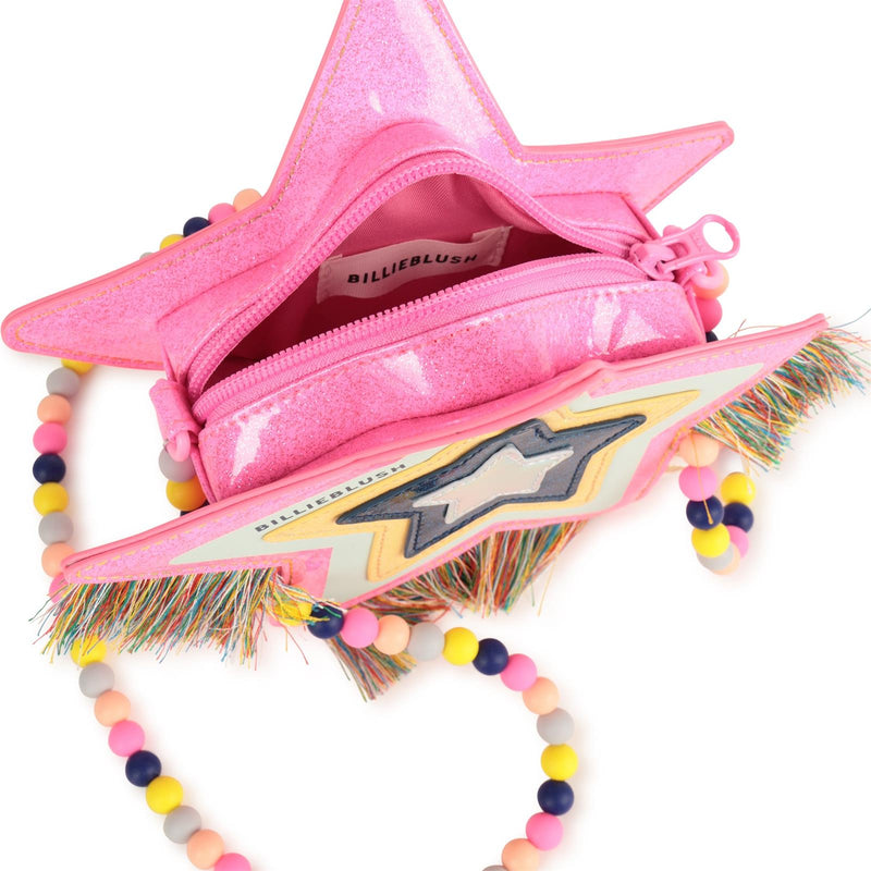 Girls Glitter Star Shoulder Bag with Beaded Strap