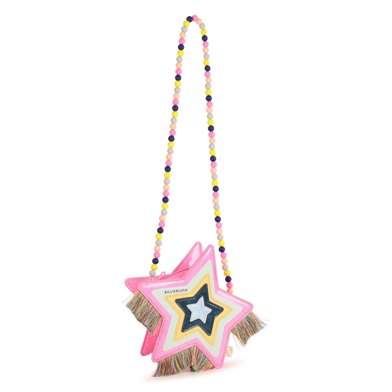 Girls Glitter Star Shoulder Bag with Beaded Strap