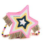 Girls Glitter Star Shoulder Bag with Beaded Strap