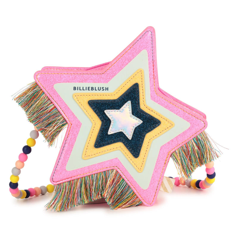 Girls Glitter Star Shoulder Bag with Beaded Strap