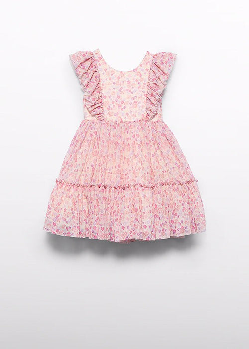 Girls Grapefruit Floral Tulle Dress