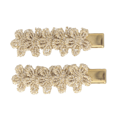Girls Hair Clips With Flowers - Gold Flowers (5cm) (Your Little Miss) - CottonKids.ie - Hair accessories - Girl - Hair Accessories - Your Little Miss